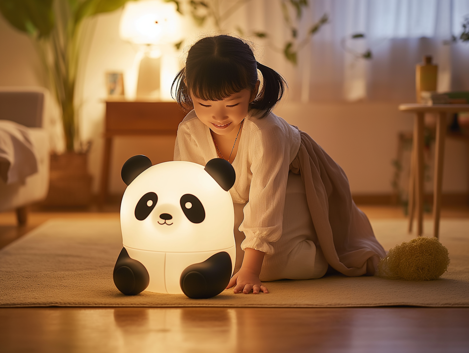 Child with Panda Lamp