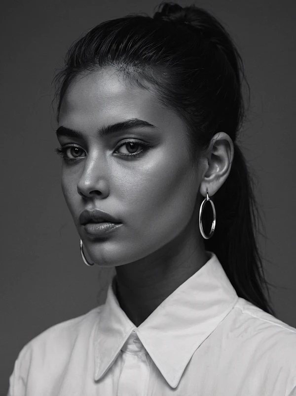 Black and White Portrait of a Young Woman