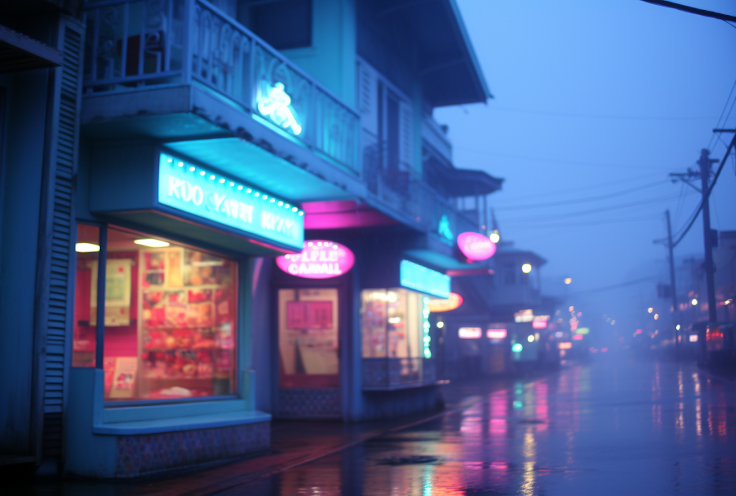 Neon Haze on Deserted Urban Street