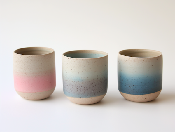 Artisanal Two-Tone Ceramic Cup Trio