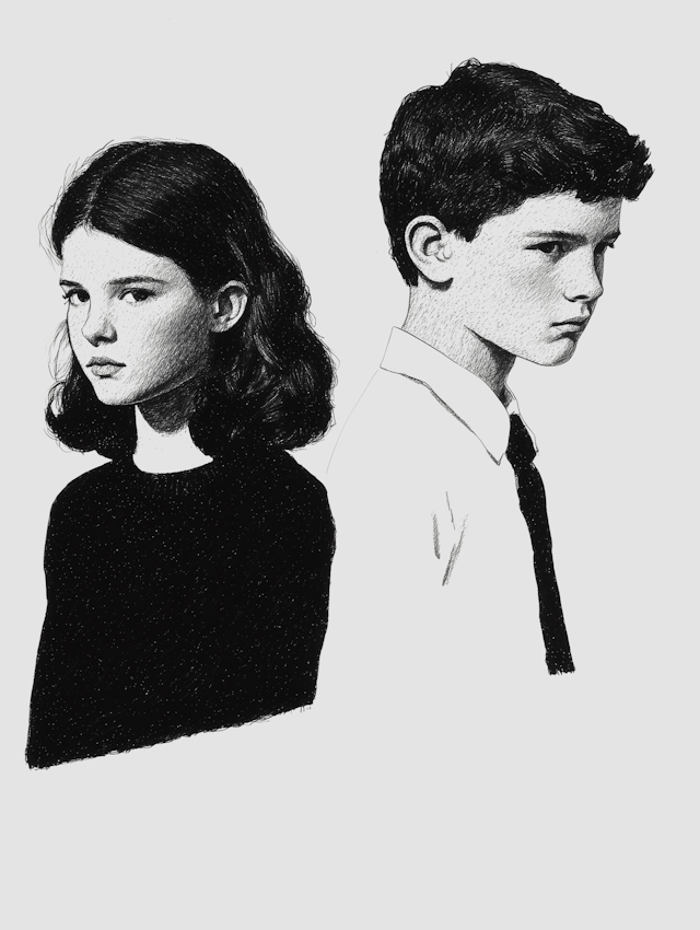 Monochromatic Portrait of Two Youths