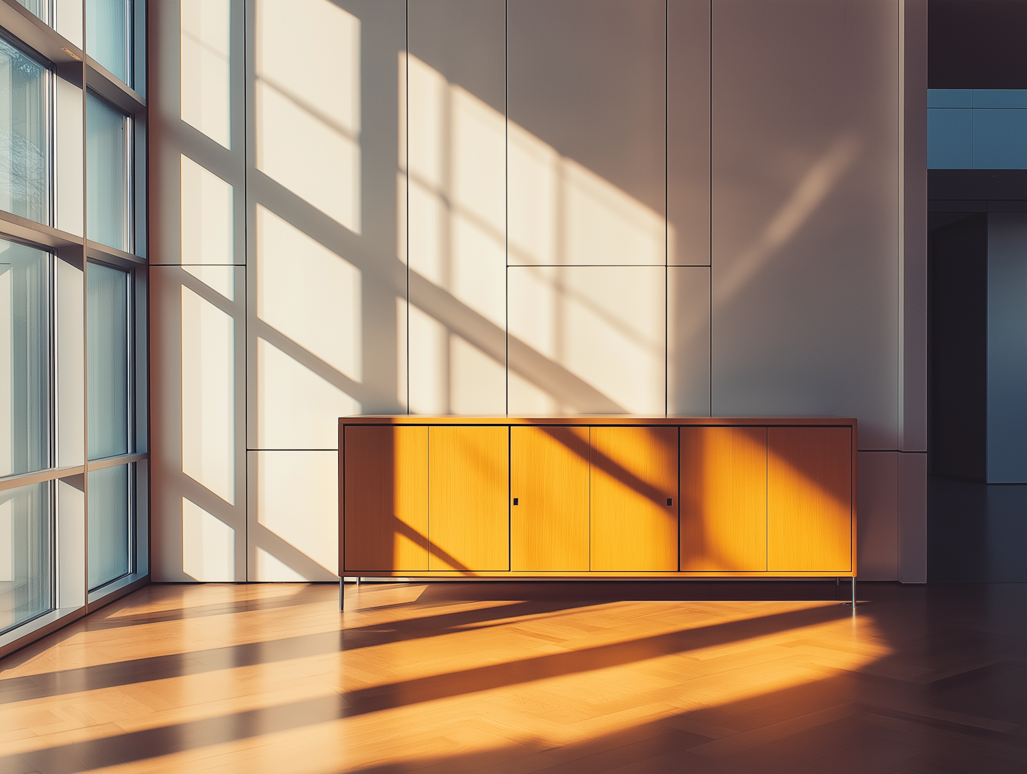 Minimalist Interior with Wooden Cabinet