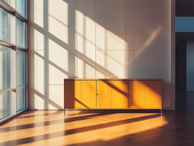 Minimalist Interior with Wooden Cabinet