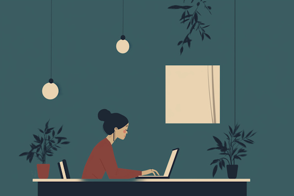 Serene Home Office Illustration