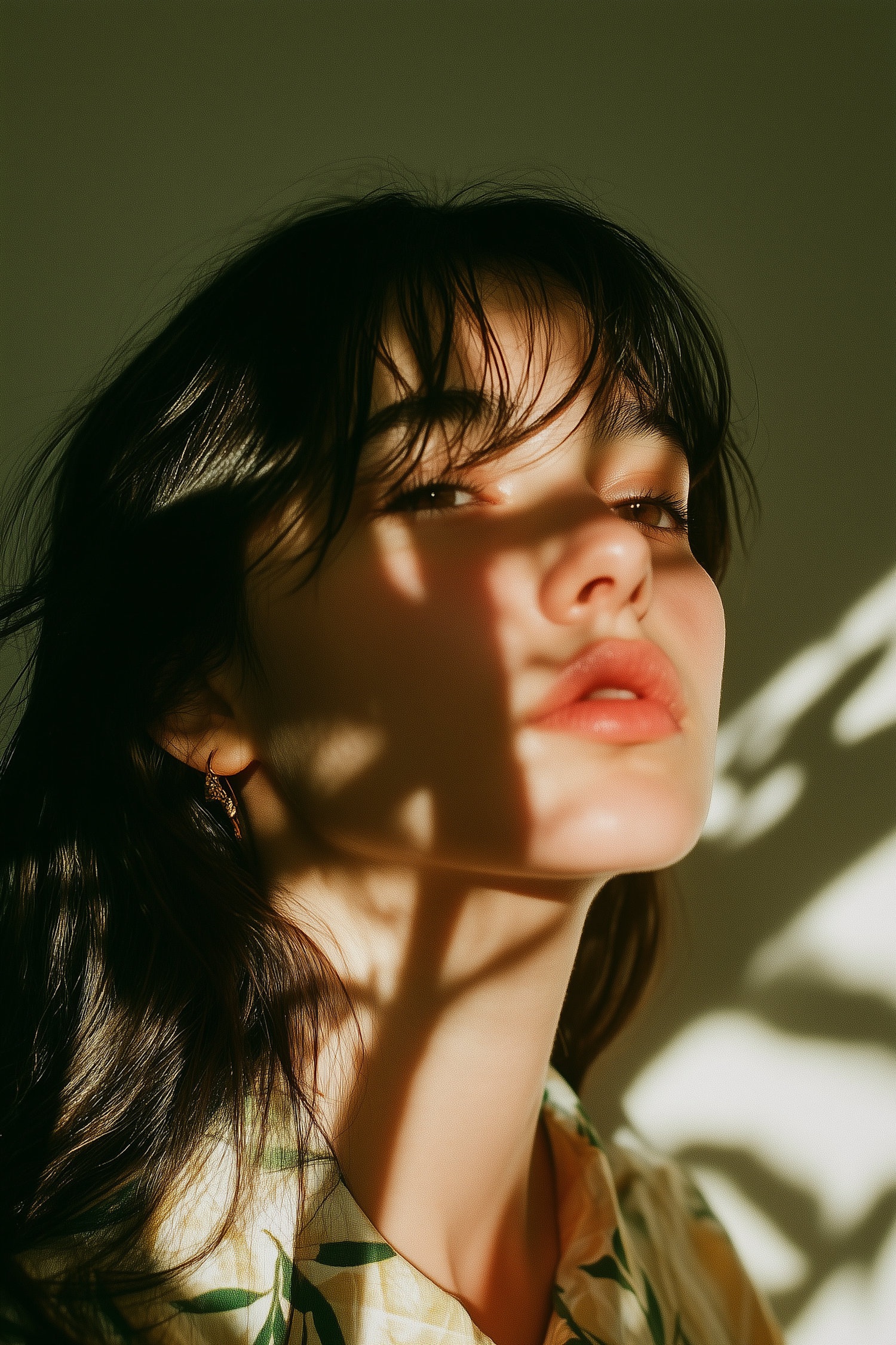 Serene Woman with Leaf Shadows