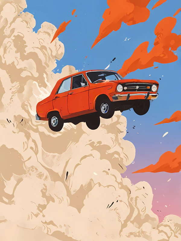 Flying Orange Car