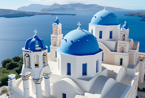 Santorini Blue Domes Panorama