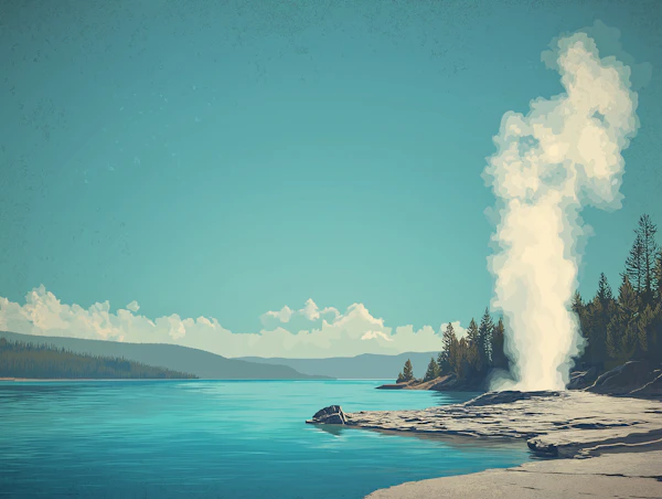 Serene Lakeshore Geyser