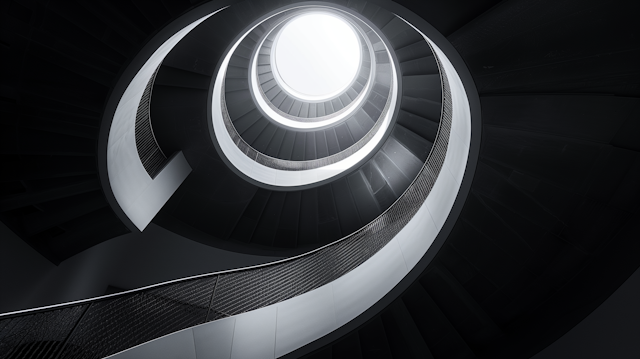 Modern Spiral Staircase in Monochrome