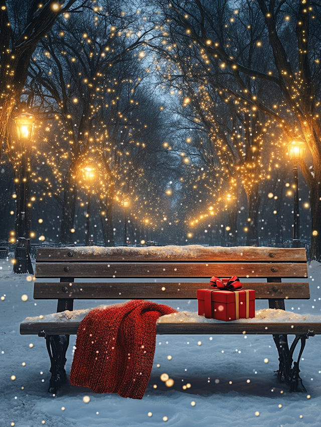 Serene Winter Scene with Gift