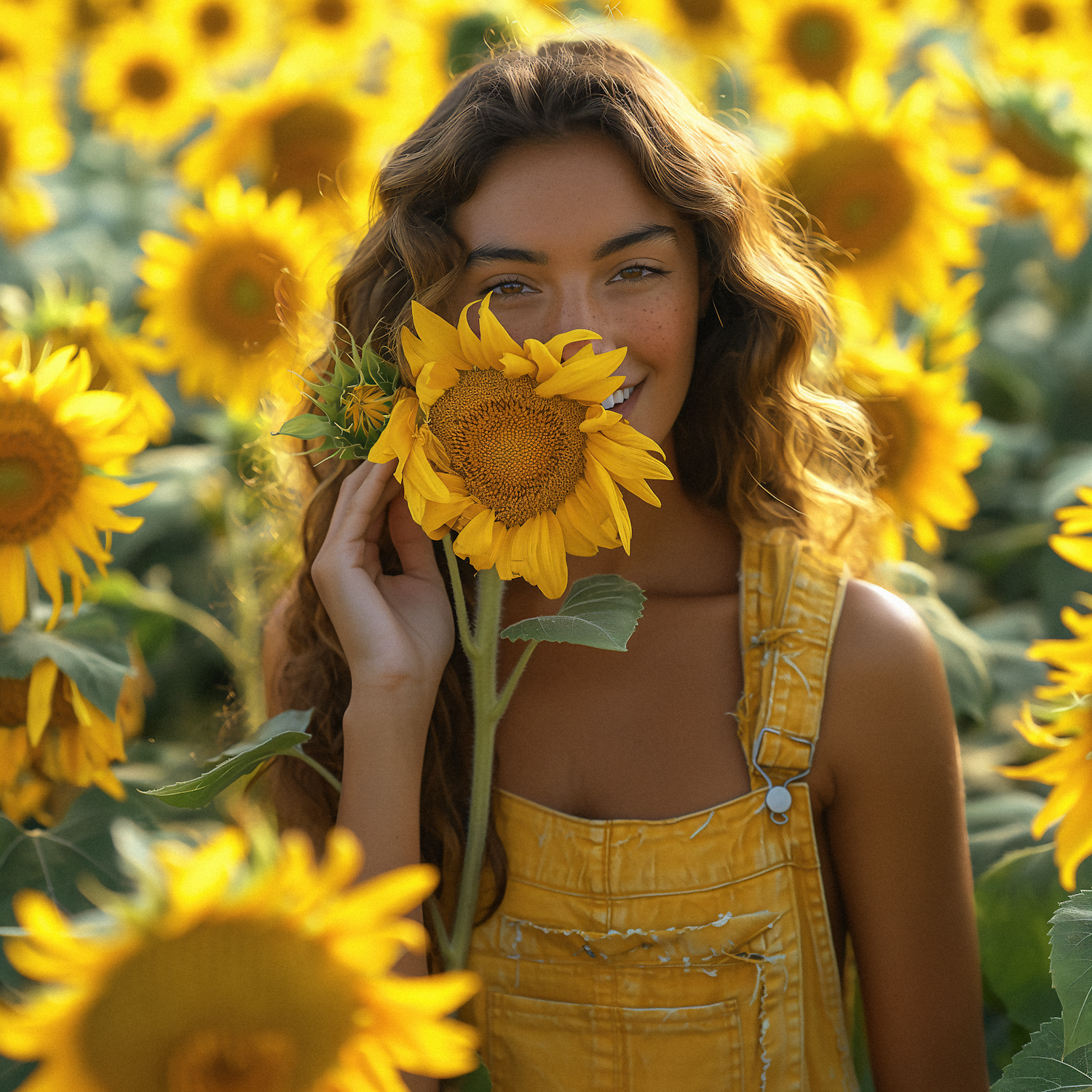 Woman and Sunflowers