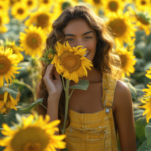 Woman and Sunflowers