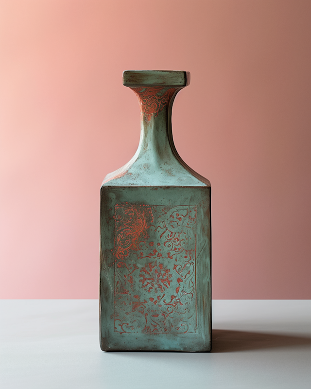 Antique Verdigris Patina Bottle