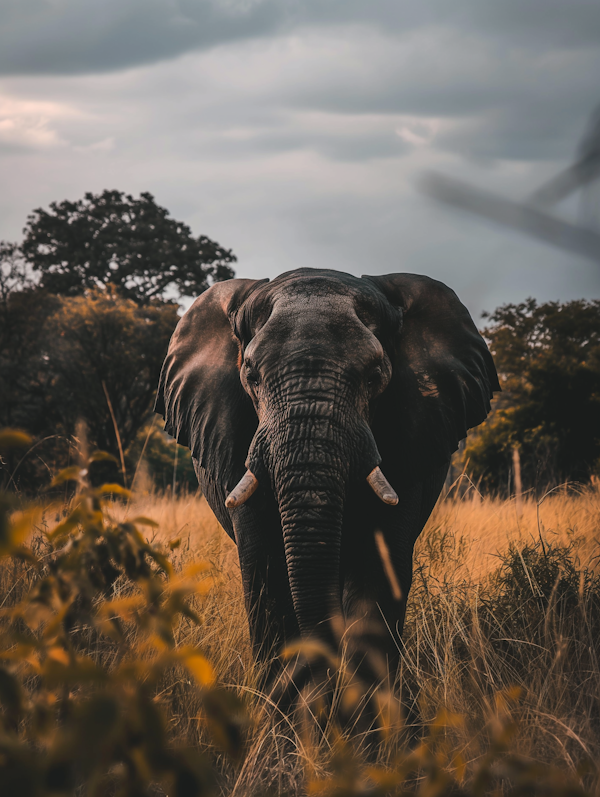 Majestic African Elephant in Grassland