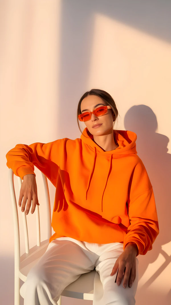 Woman in Orange Hoodie