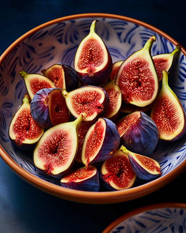 Artful Abundance: Ripe Figs in Contrast Bowl