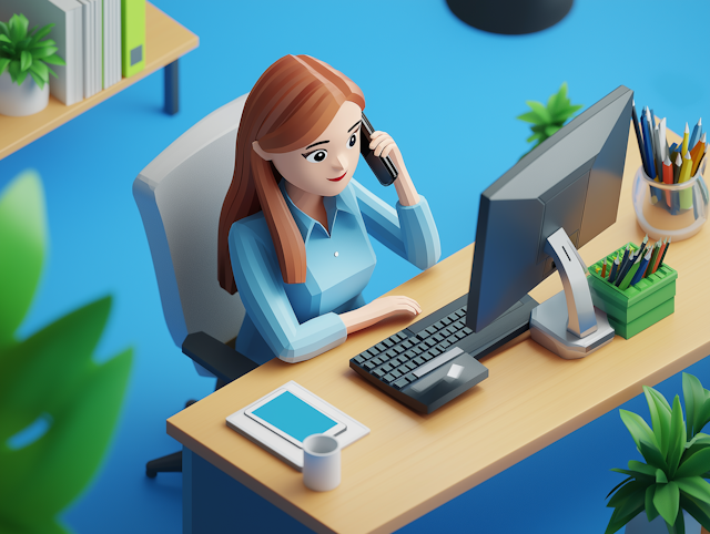 Professional Woman in 3D Office