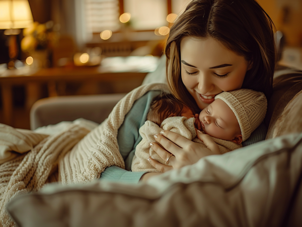 Tender Moment Between Mother and Newborn