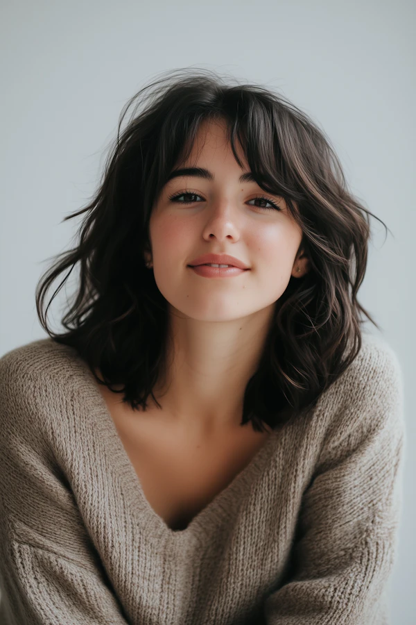 Portrait of a Young Woman in Cozy Sweater
