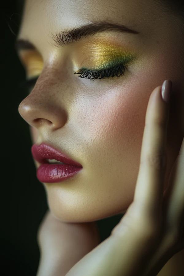 Serene Side Profile with Vibrant Makeup