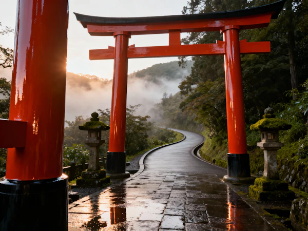 Misty Torii Gate Scene