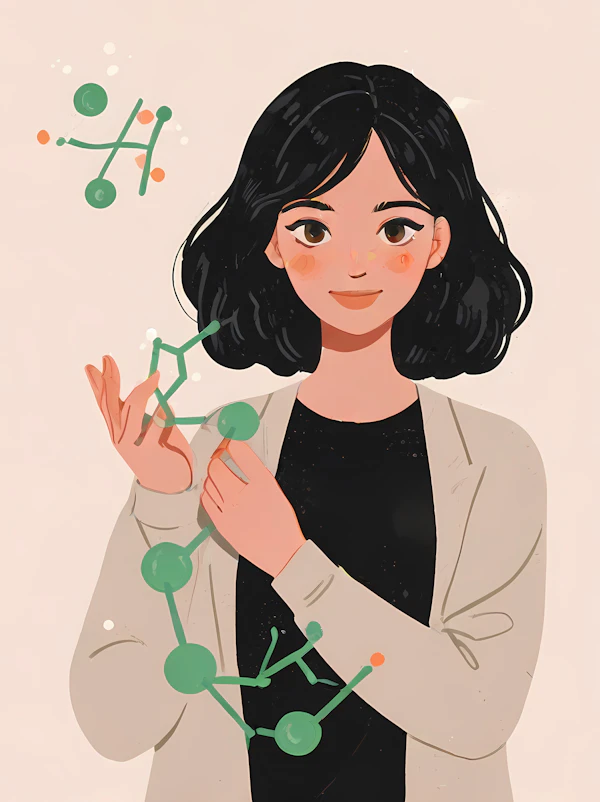 Woman with Molecular Structure