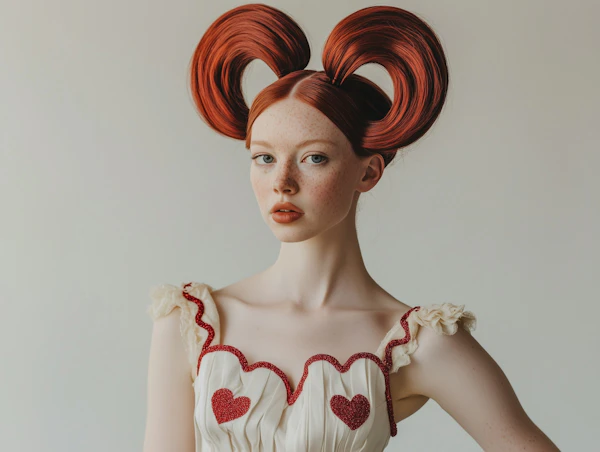Red-Haired Woman in Heart Dress