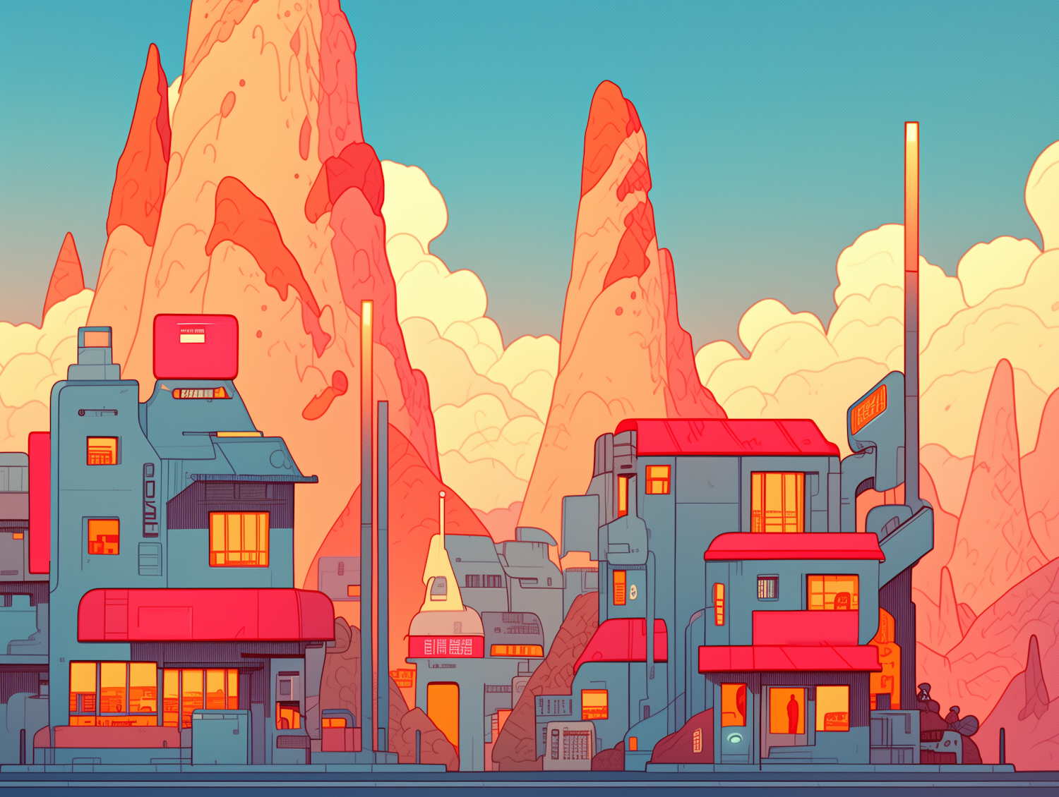 Futuristic Cityscape at Sunset