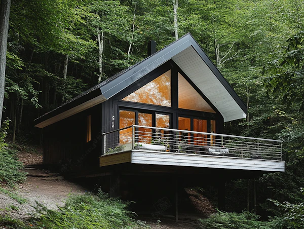 Modern A-frame Cabin in Forest