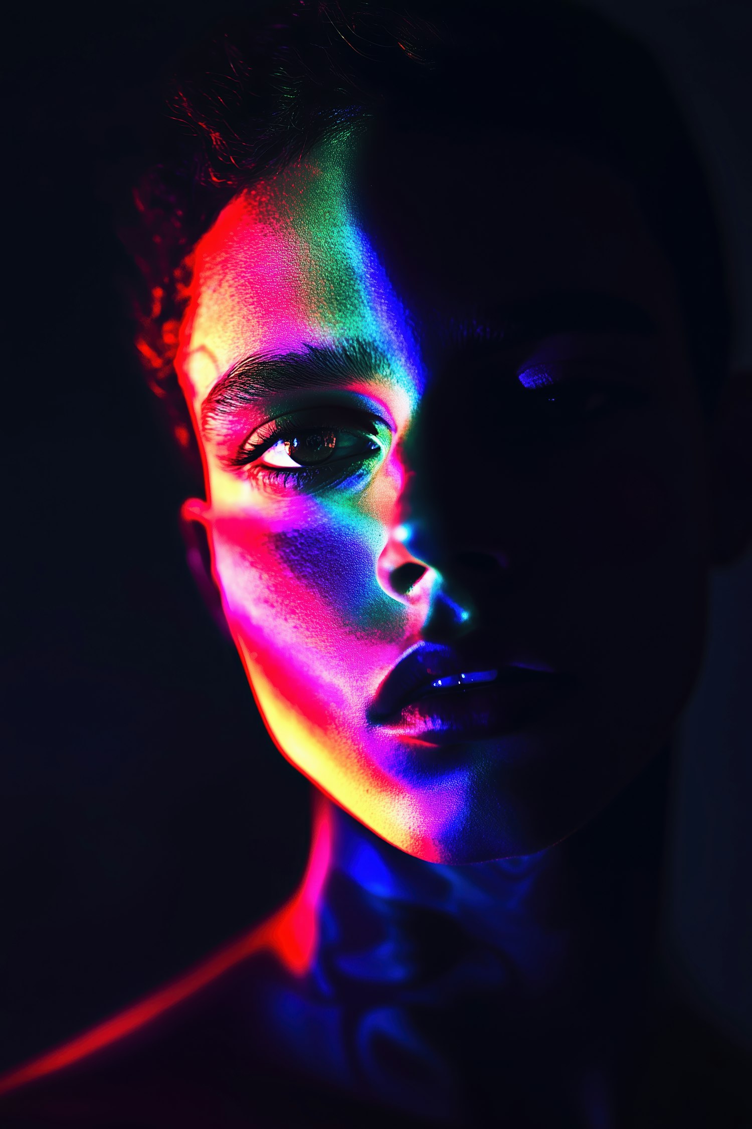 Dramatic Multicolored Portrait