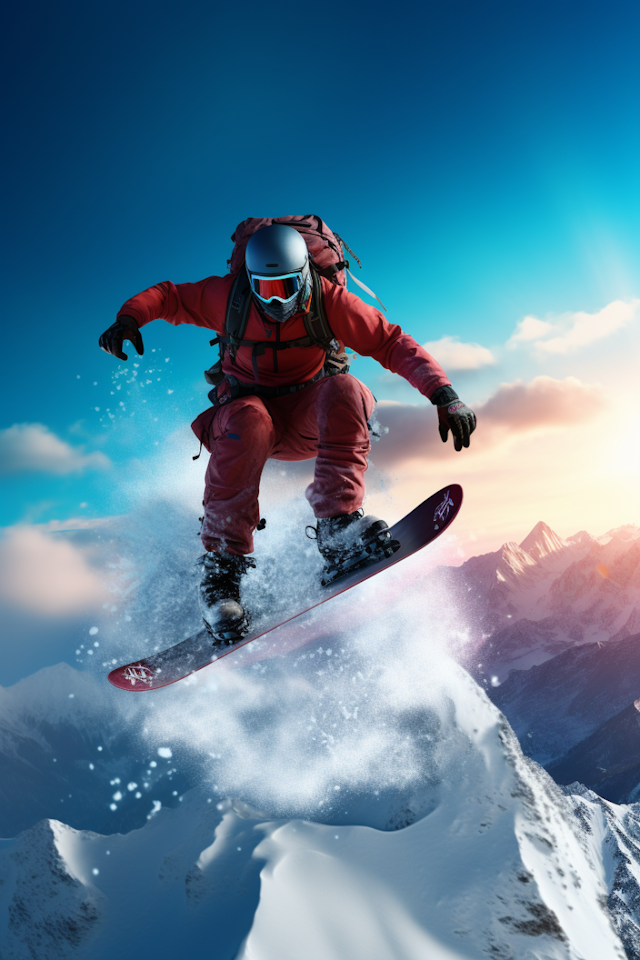 Red Dynamo: Snowboarder in Action