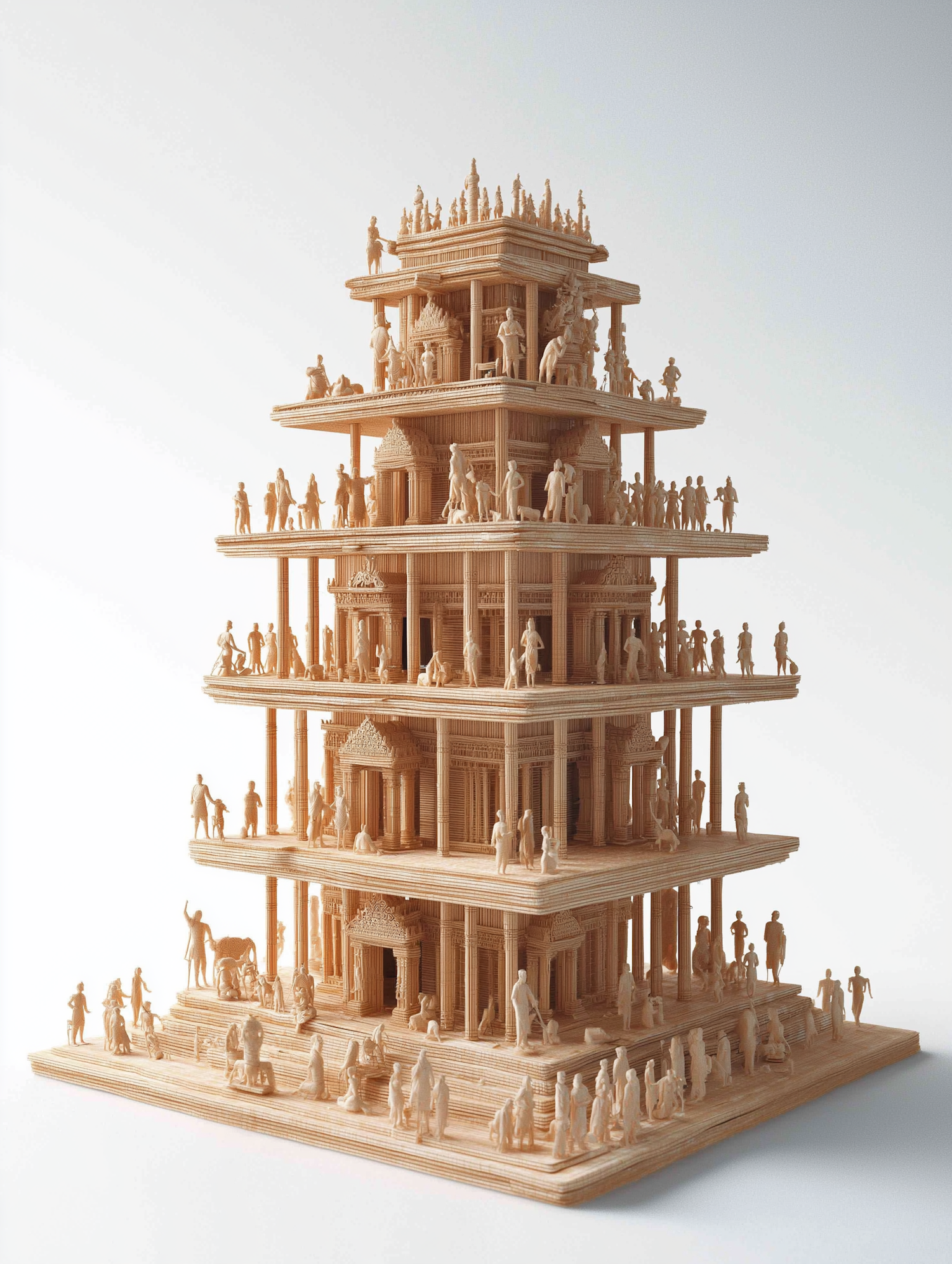 Intricately Carved Wooden Pagoda