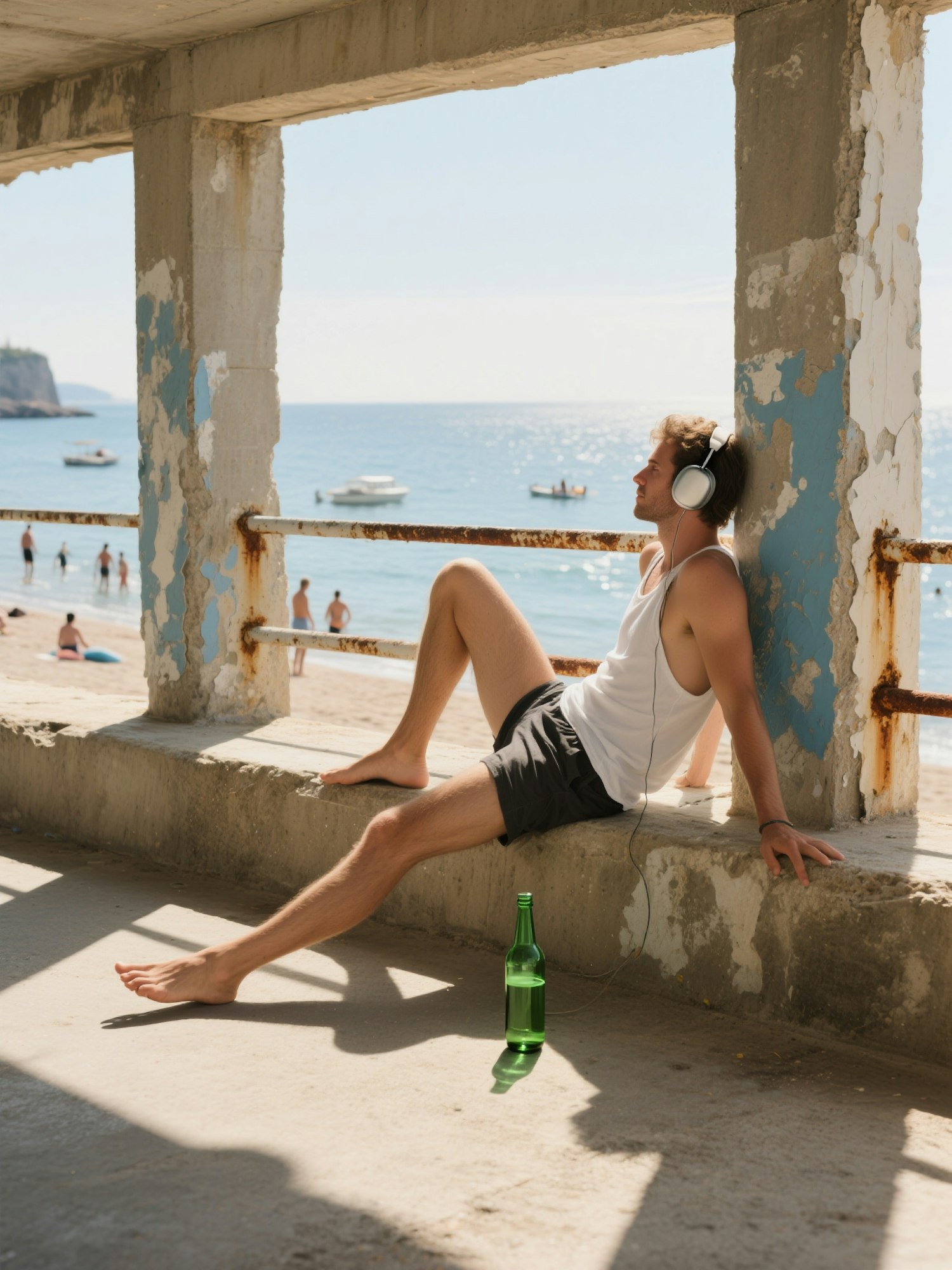 Man Relaxing by Beach