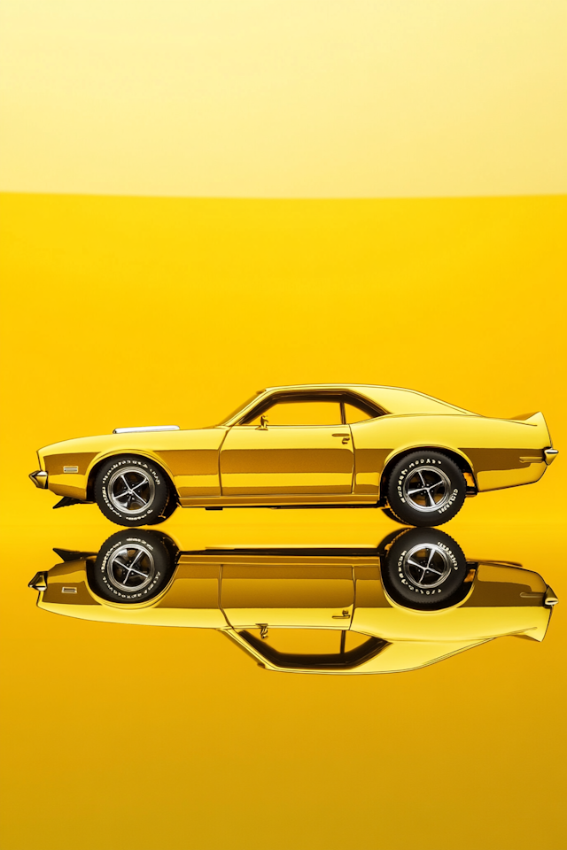 Classic Car on Yellow Background