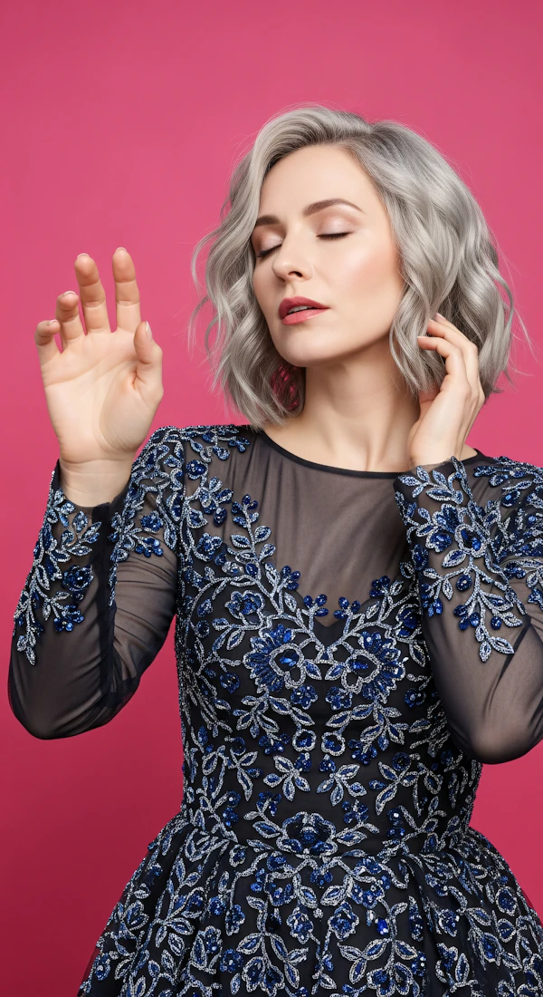 Elegant Silver-Haired Portrait