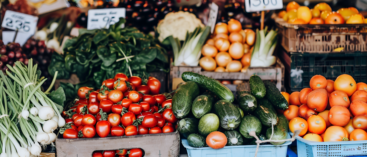 Vibrant Market Stall with Fresh Vegetables