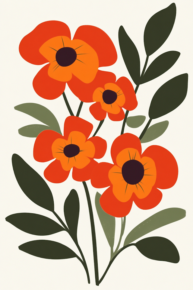 Stylized Orange Flowers Illustration