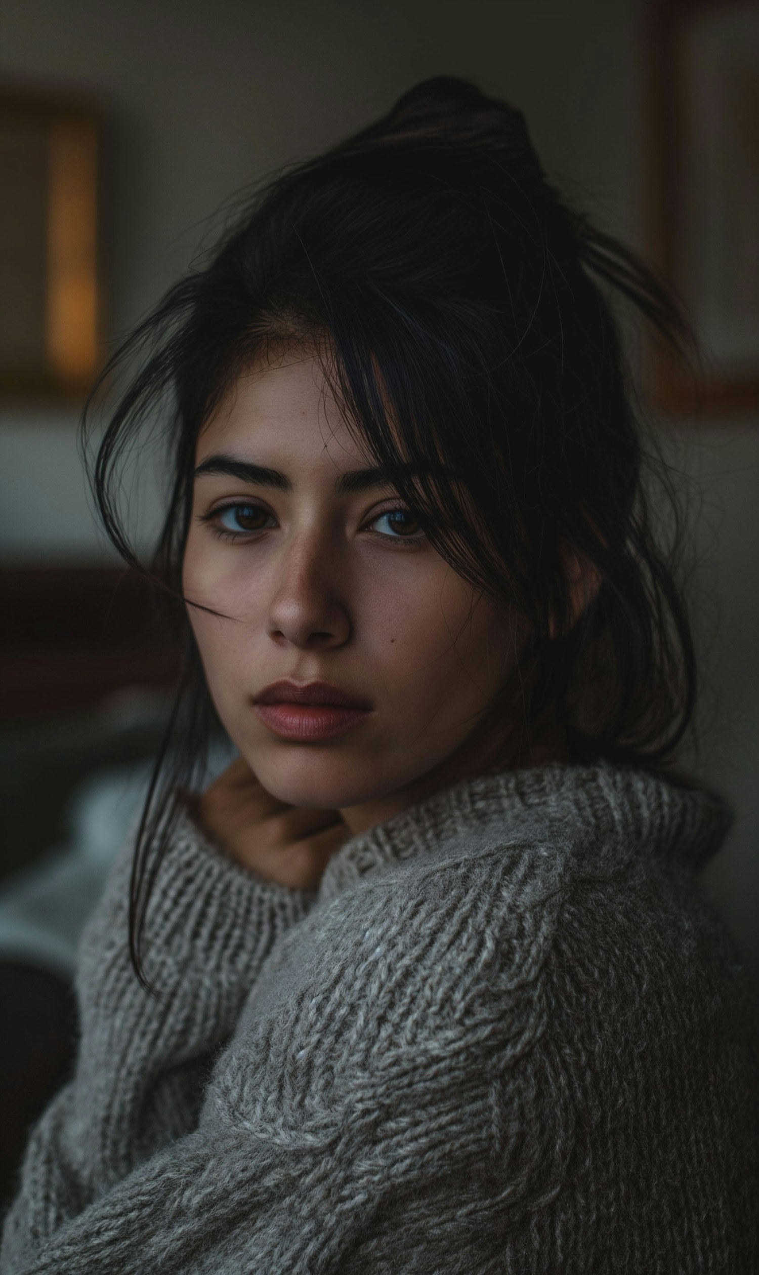 Young Woman with Thoughtful Expression