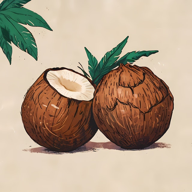 Coconuts with Leaves