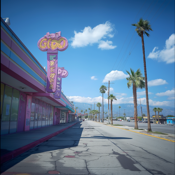 Colorful Storefront with Palm Trees