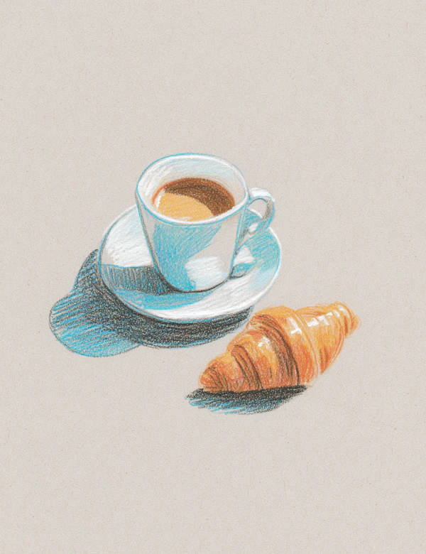 Coffee and Croissant Art