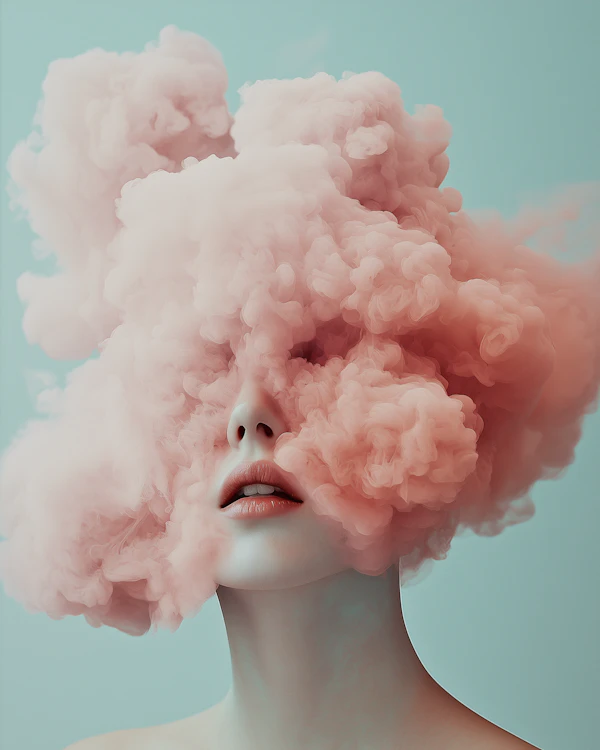 Surreal Pink Clouds Face