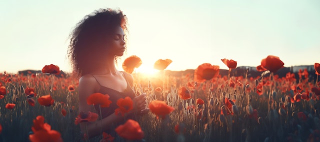 Tranquility in the Red Poppy Field