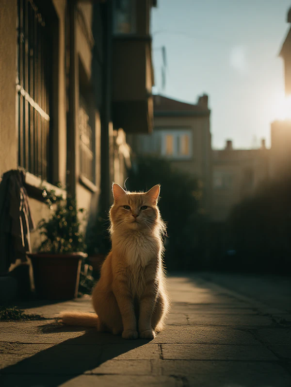 Ginger Cat on Cobblestones