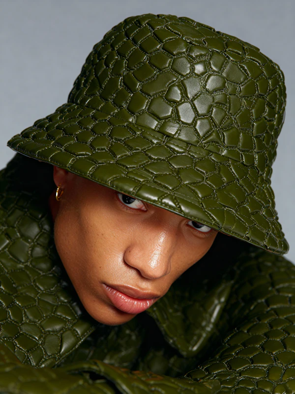 Green Bucket Hat Portrait