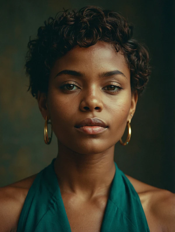 Portrait of a Woman with Curly Hair