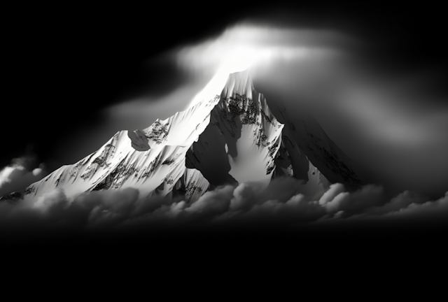 Monochromatic Majesty: The Ethereal Mountain