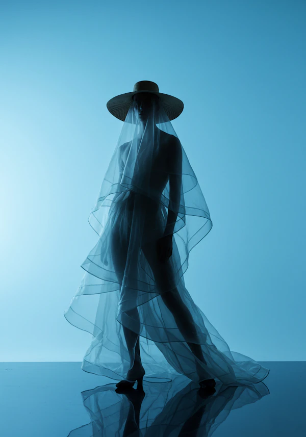 Silhouetted Figure with Veil