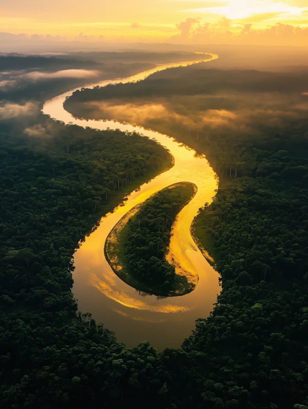 Golden River Sunset