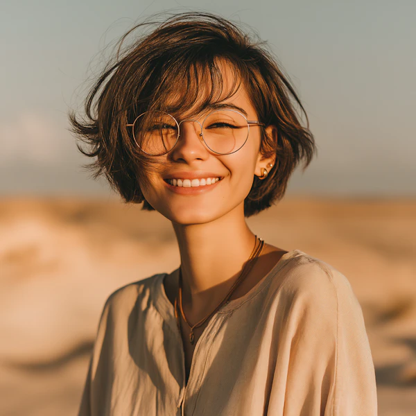 Smiling Woman in Desert